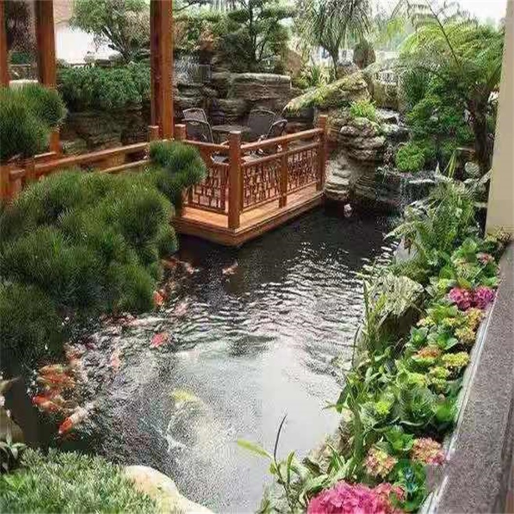 石拐大型庭院假山鱼池景观设计
